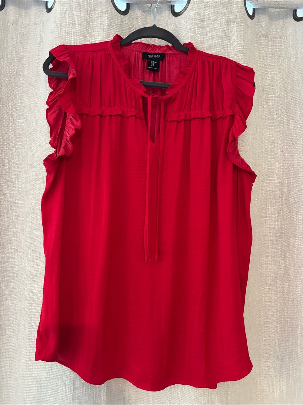 Jones &Co  Red Ruffle Tie-Front Sleeveless Camisole